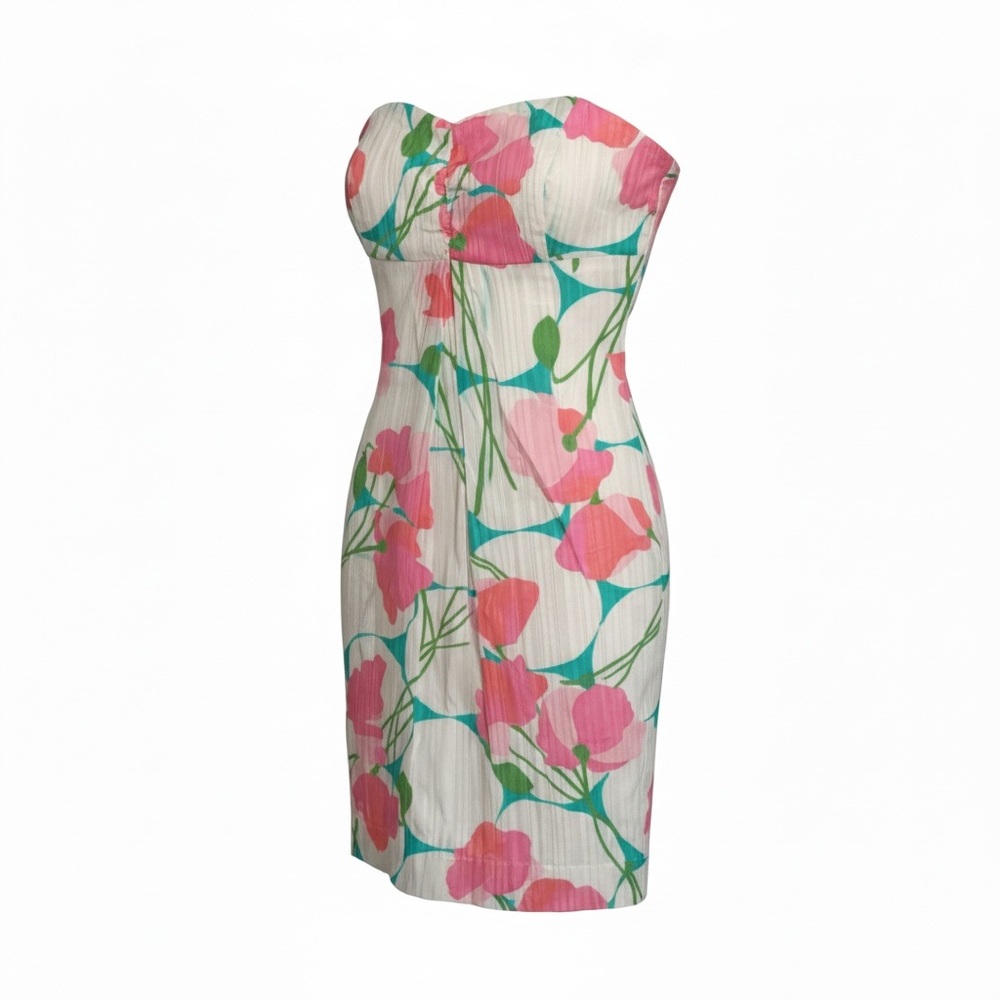 Lilly Pulitzer Betsey Hotty Pink Twirlers Floral Strapless Dress